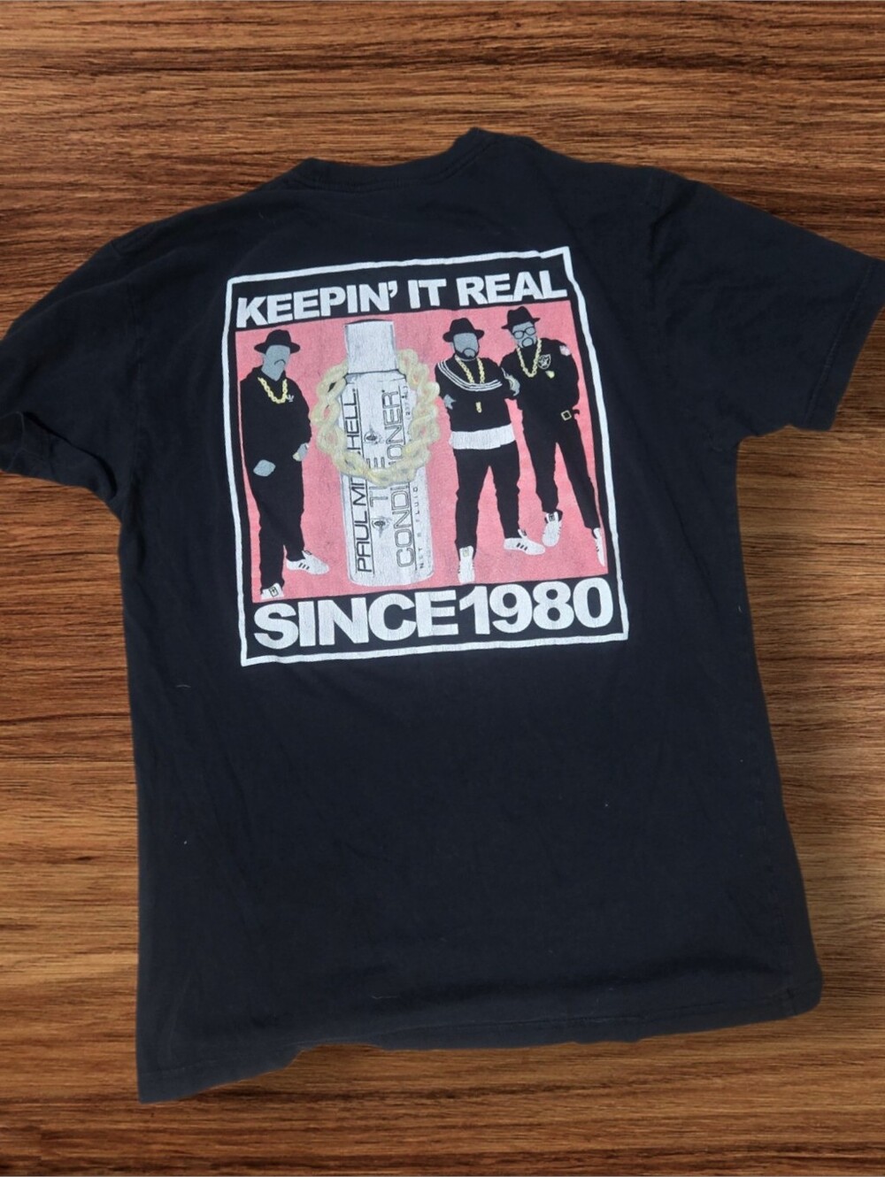 Paul Mitchell RUN DMC Tee Shirt Keepin' It Real Since 1980 Black Graphic Tee